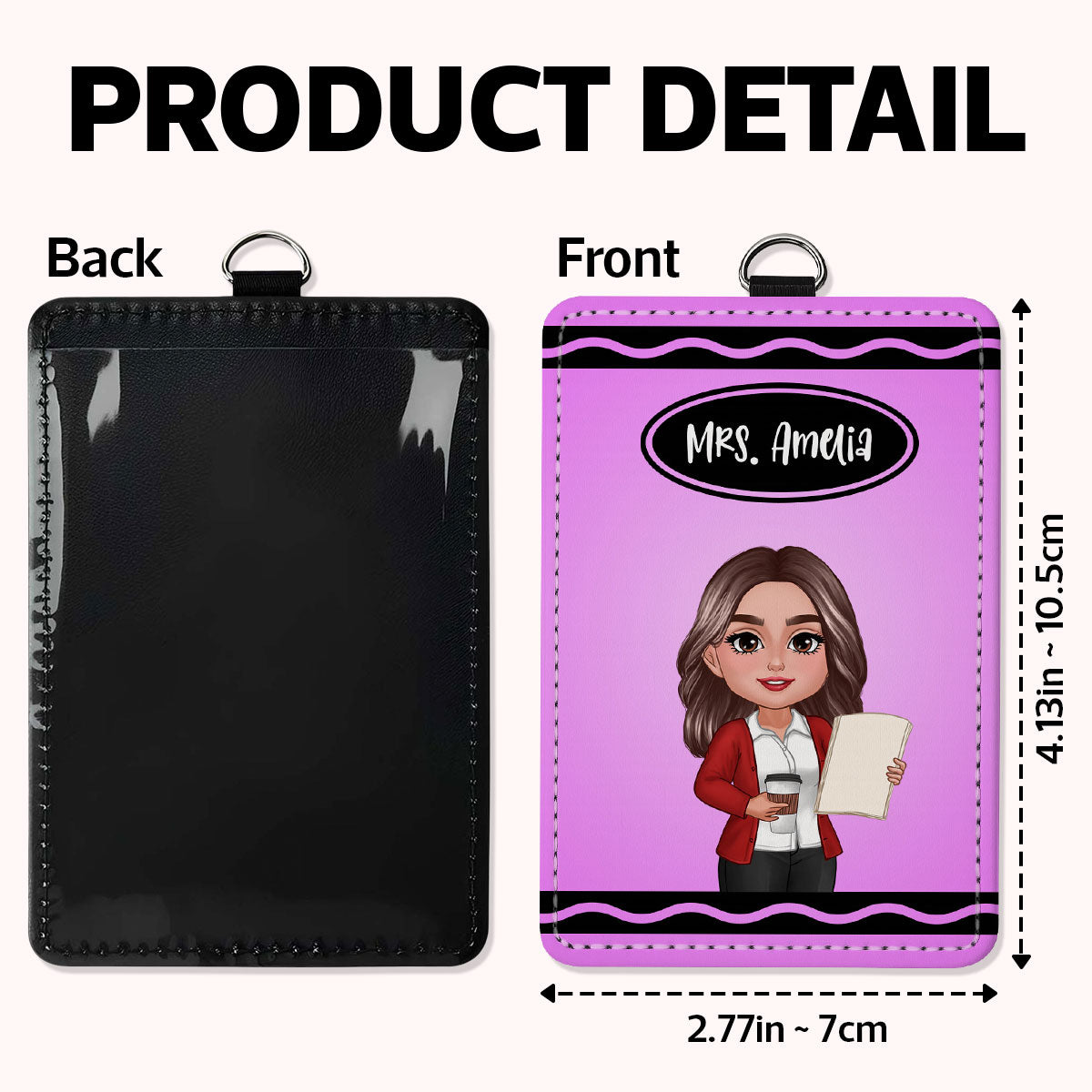 Crayon Themed Teacher Name Personalized ID Badge Holder, Back To School Gift