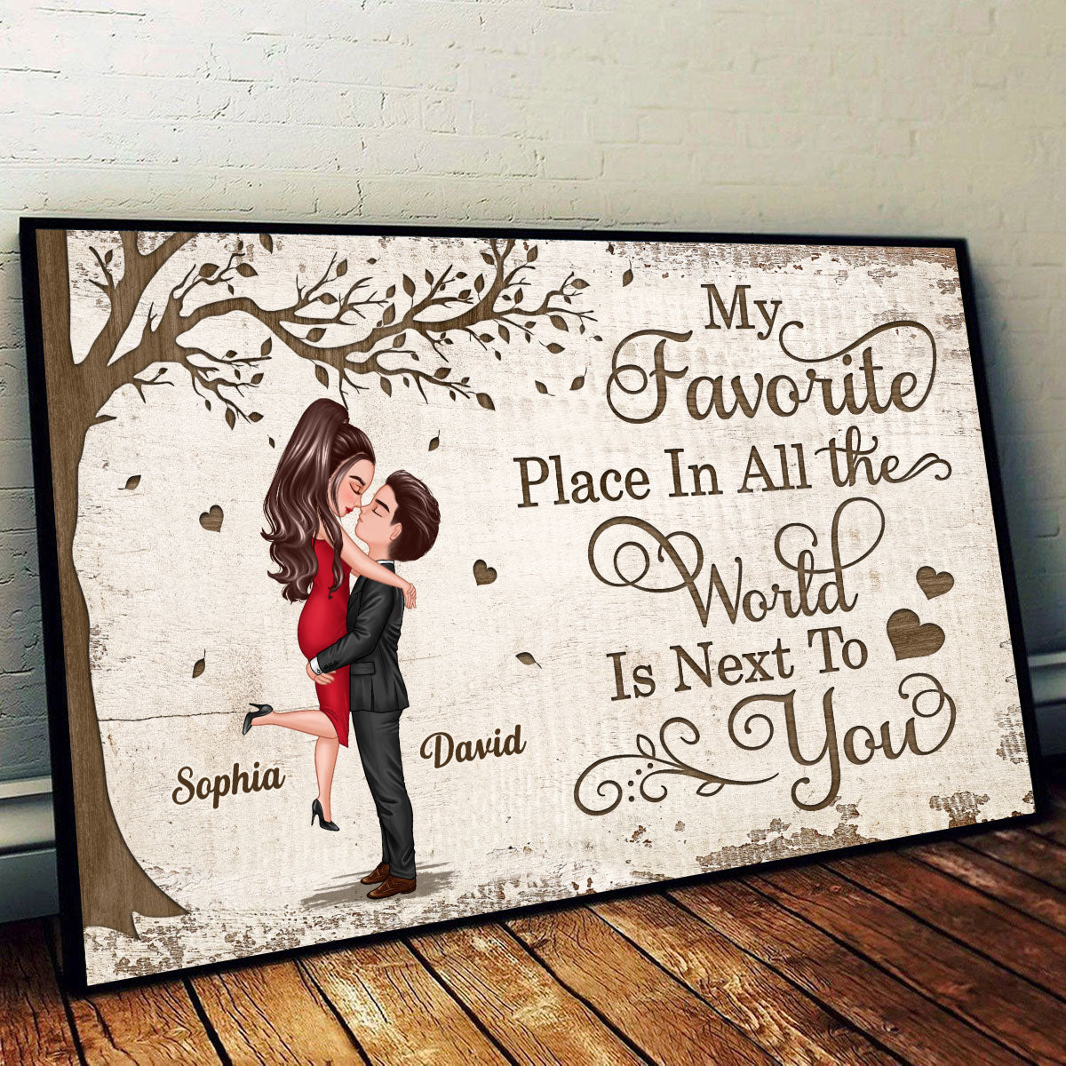 Favorite Place In The World Couple Kissing - Personalized Poster - Unique Valentine's Day Gift For Him, Gift For Her