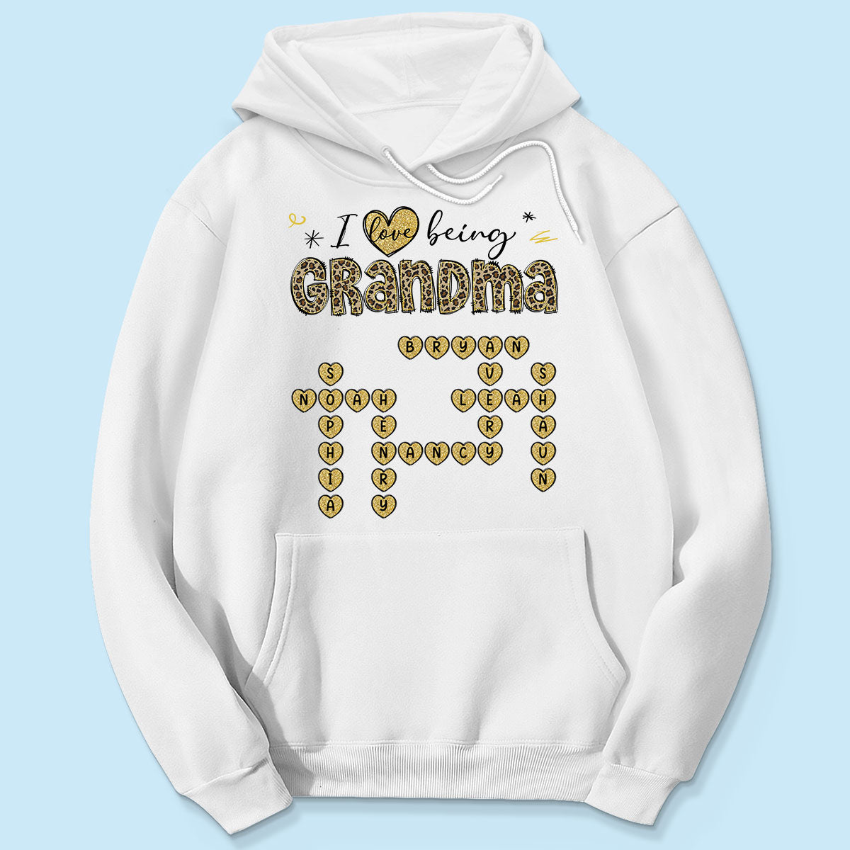 Loving Being A Grandma Leopard Heart Crossword Puzzle Personalized Shirt