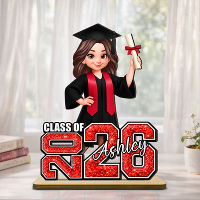 Senior Graduation Gift 2026 Glitter Effect - Personalized 2-Layered Wooden Plaque - Graduation Gift For Seniors, Daughter, Son, Grandkids