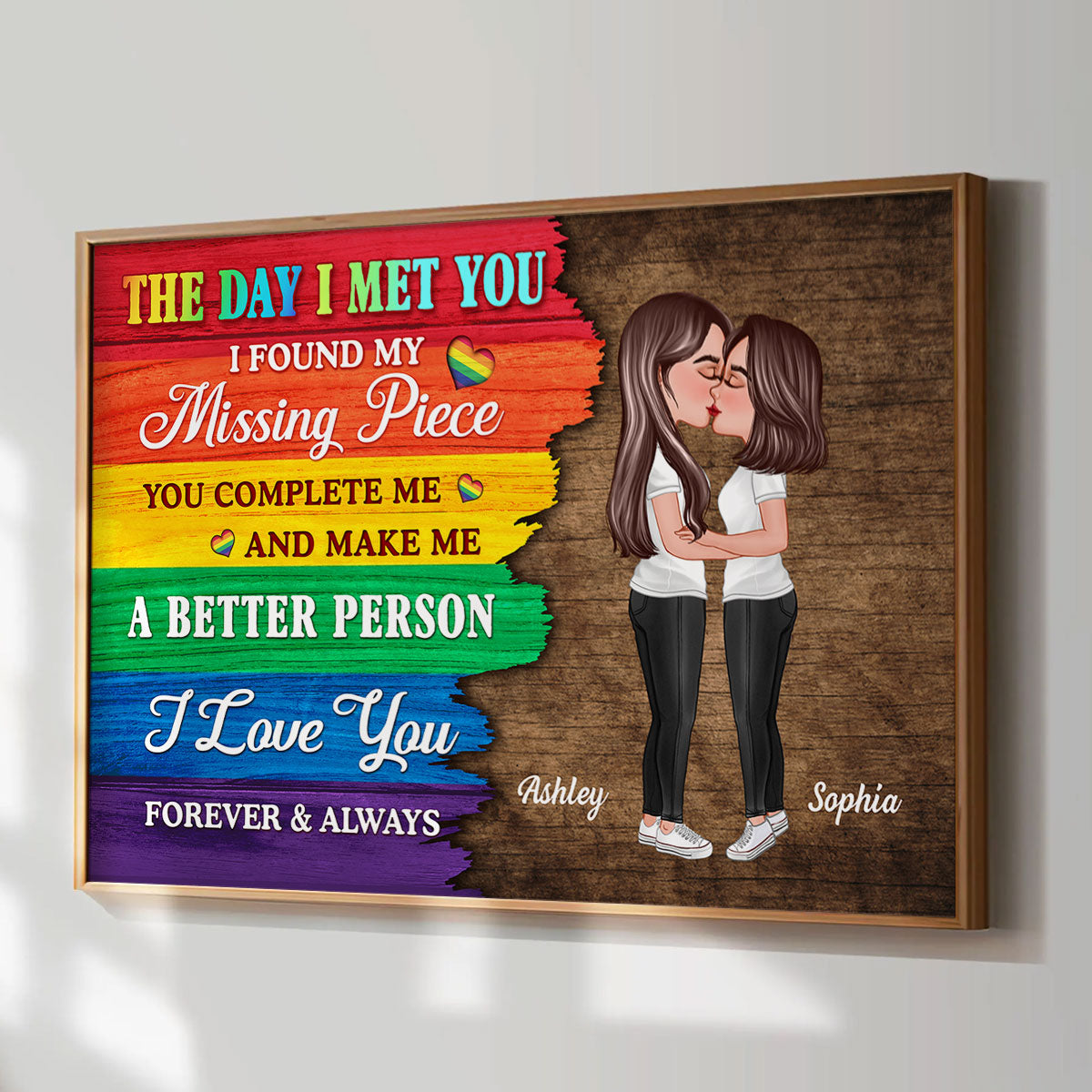 Half LGBT Flag Couple The Day I Met You Pride Month Personalized Poster, Gift For Couple