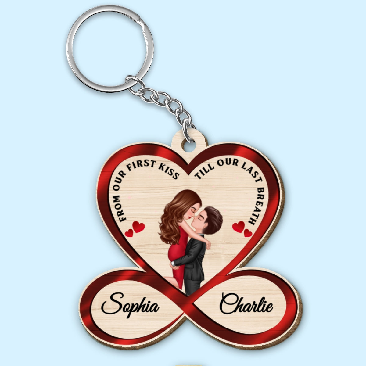 Infinity Heart Doll Couple Hugging Kissing You And Me We Got This Personalized Wooden Keychain