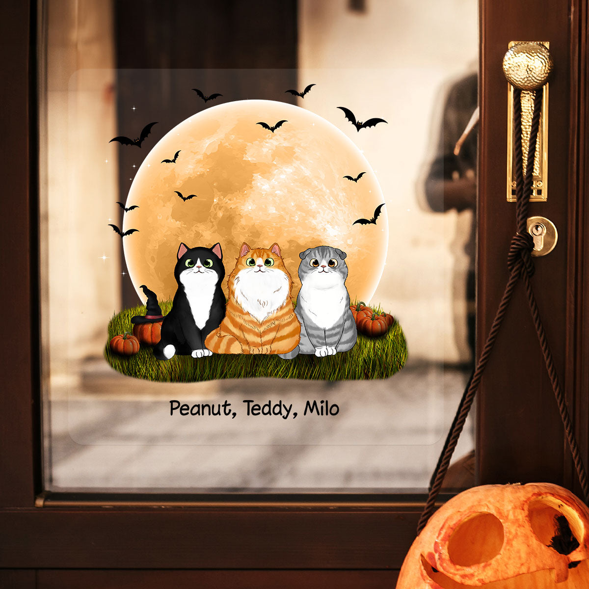 Cats In Moonlight Halloween Personalized Decal, Halloween Decor