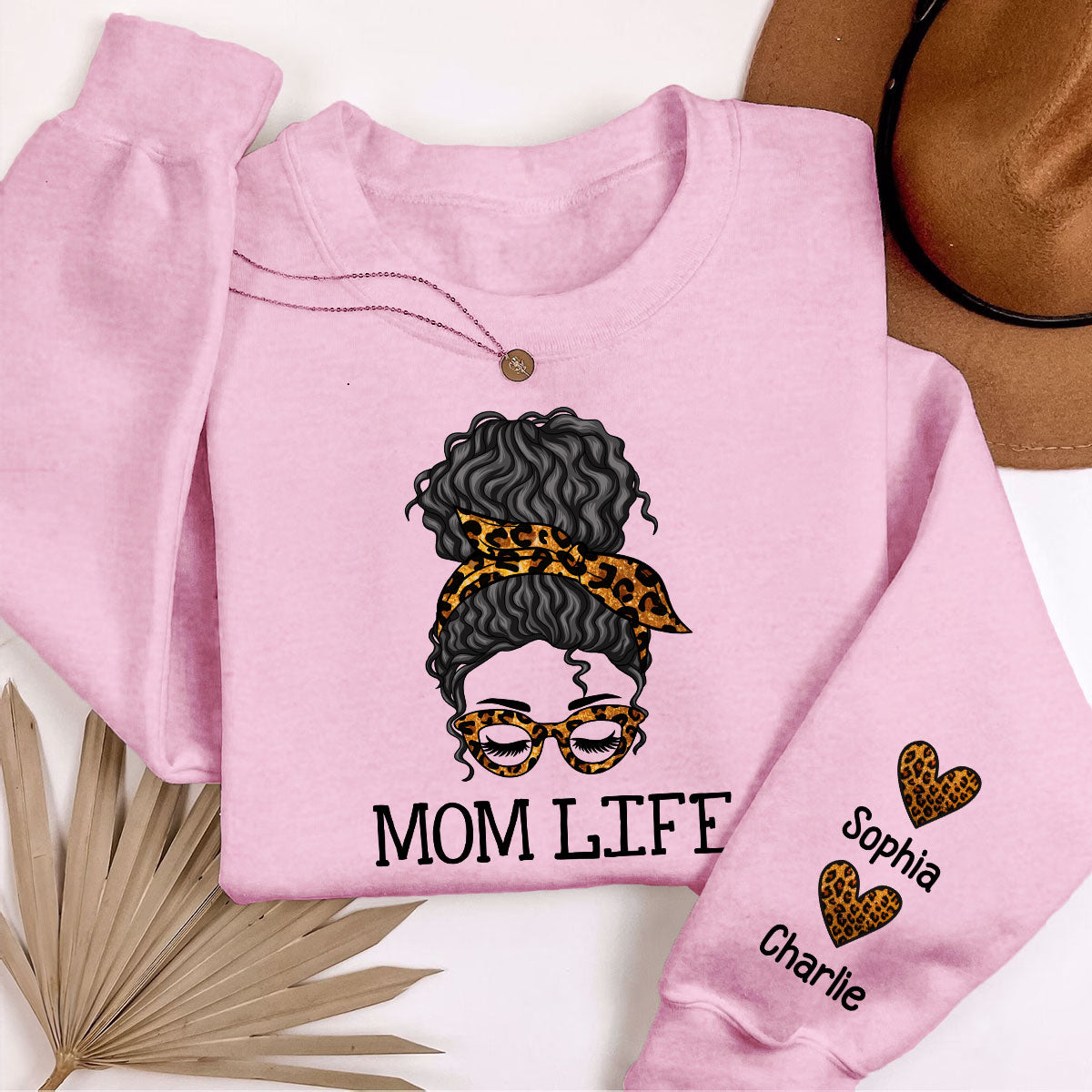 Messy Bun Gift For Mom Personalized Sleeve Printed Sweatshirt
