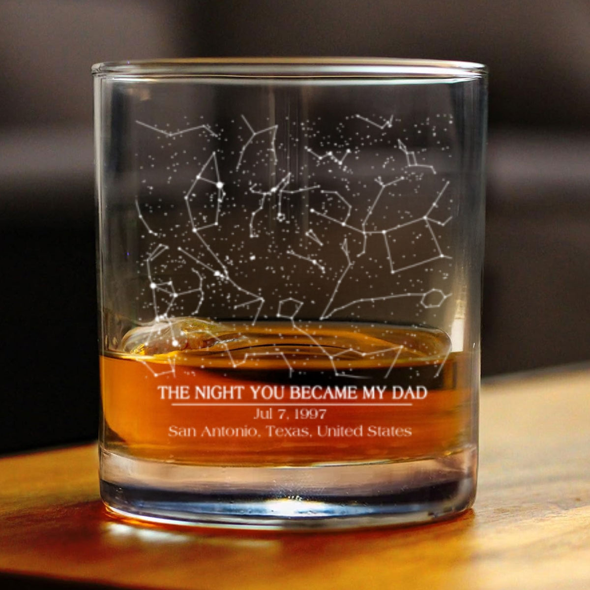 The Day You Became My Dad Custom Star Map by Date Personalized Wine Glass, Father's Day Gift for Dad, Gift for Husband