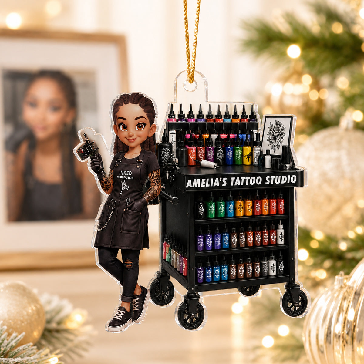 Tattoo Artist Ink Tattoo - Personalized Acrylic Ornament - Christmas Gift for Her