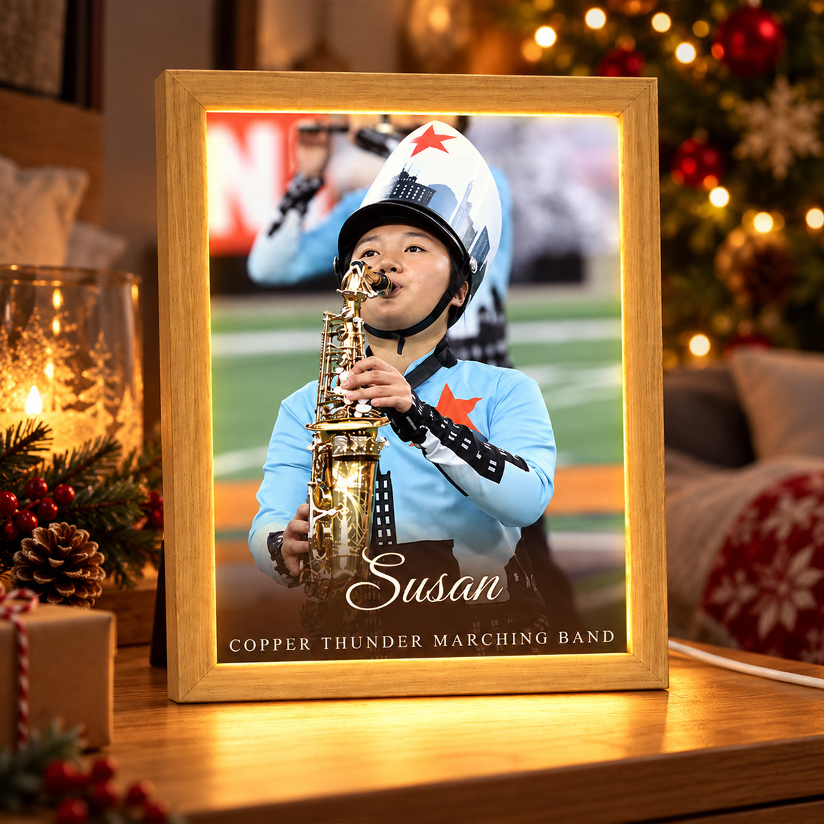 Custom Marching Band Photo - Personalized Mirror Light Box - Christmas Gift for Daughter, Son, Grandkids