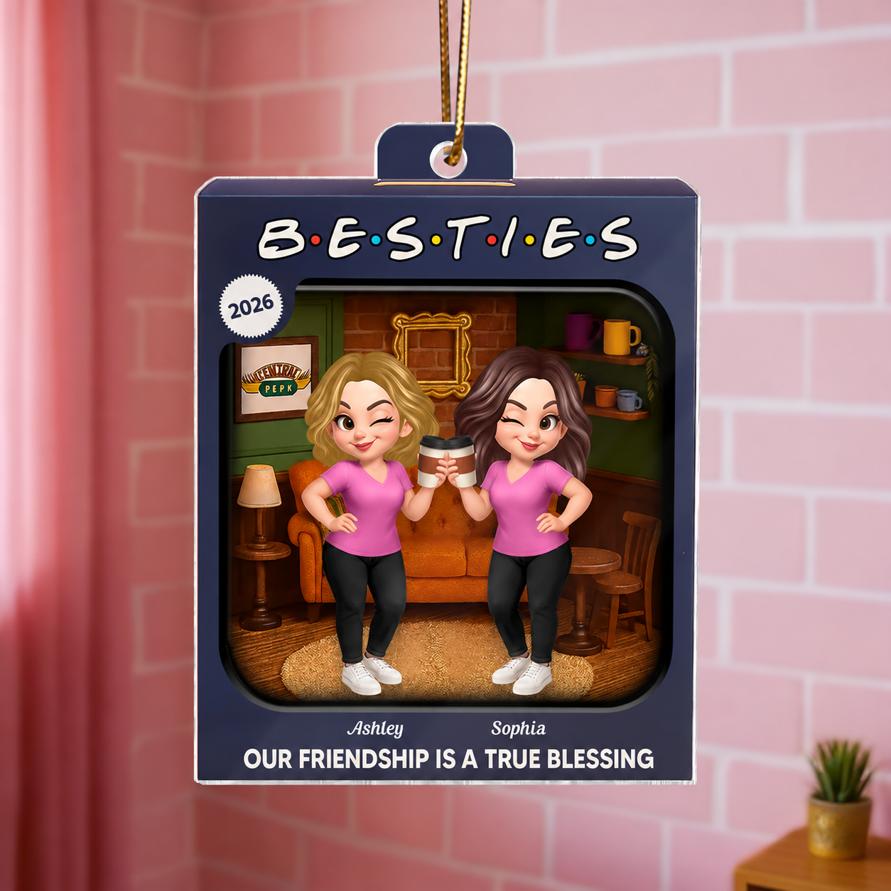 Besties Forever Toy Box Style - Personalized Acrylic Ornament - Christmas Gift For Friends