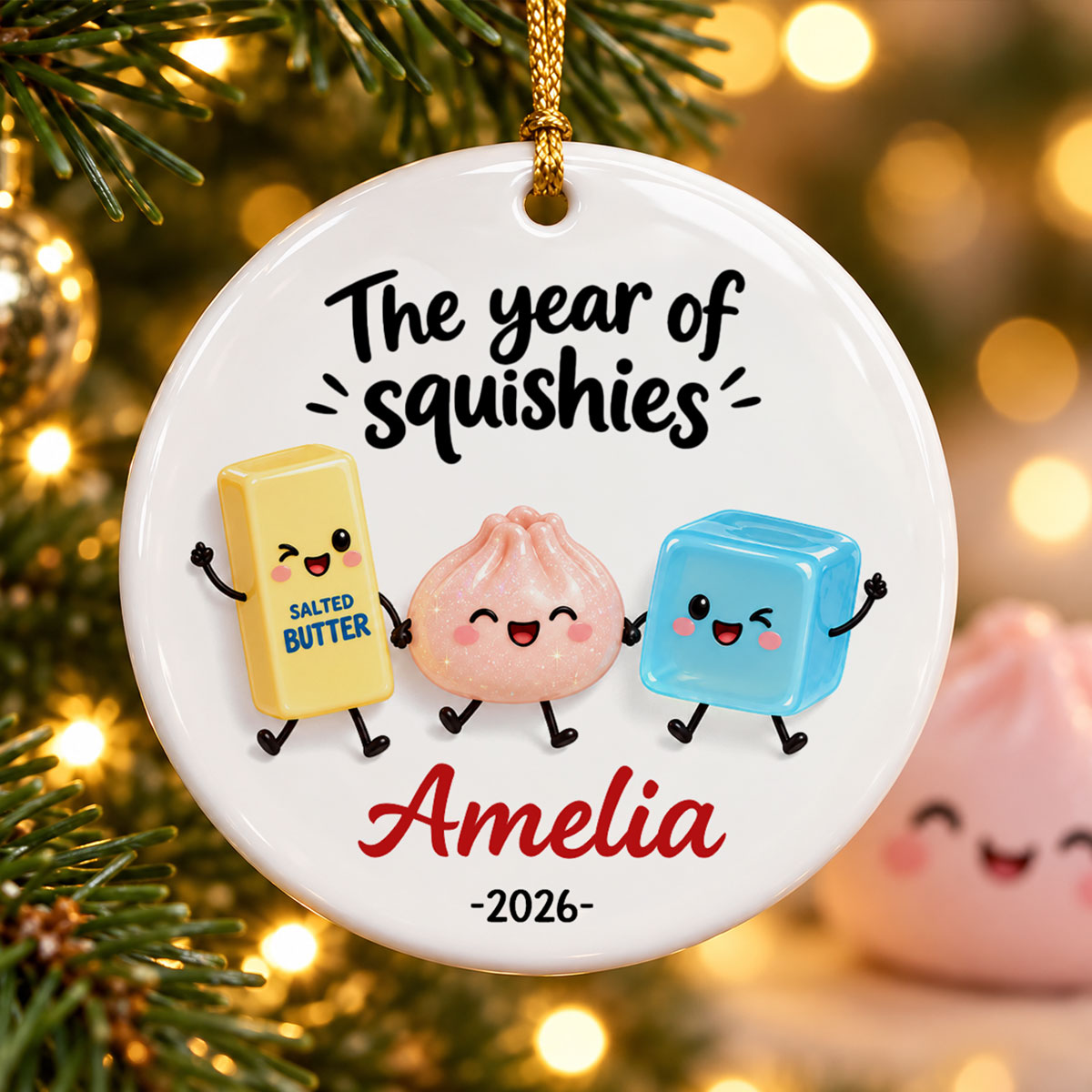 The Year Of Squishies 2D Flat - Personalized Ceramic Ornament - Christmas Keepsake