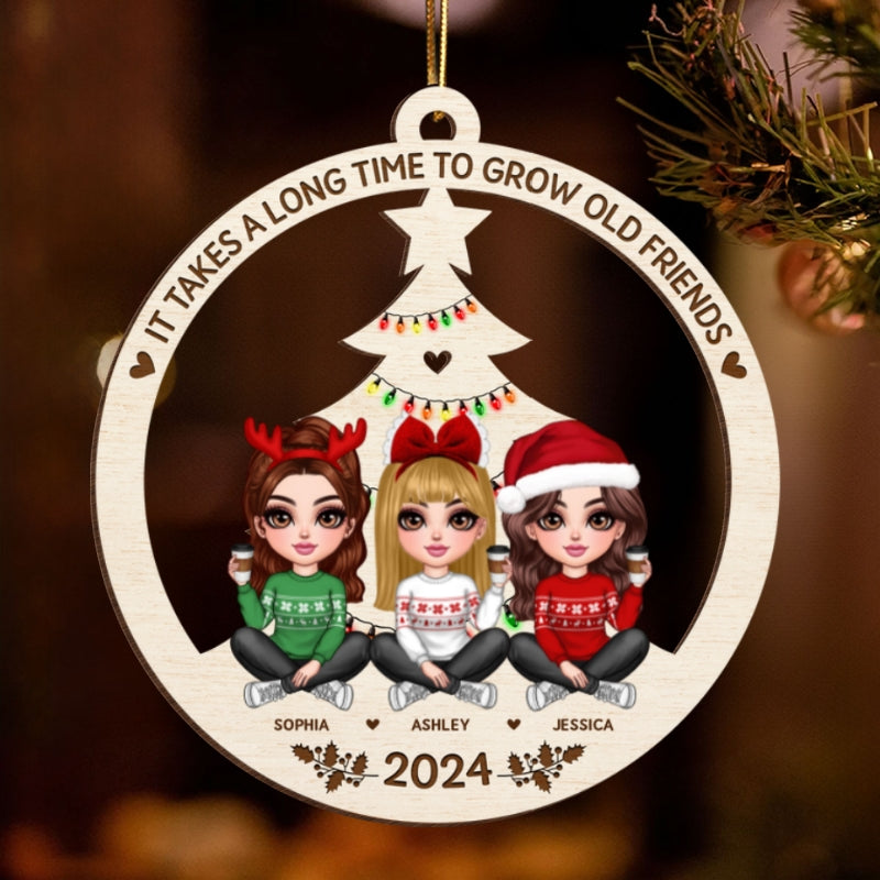 Best Friend Christmas Ornament 2024, It Takes A Long Time To Grow Old Friends Ornament, Best Friend Ornament, Besties Christmas Ornament