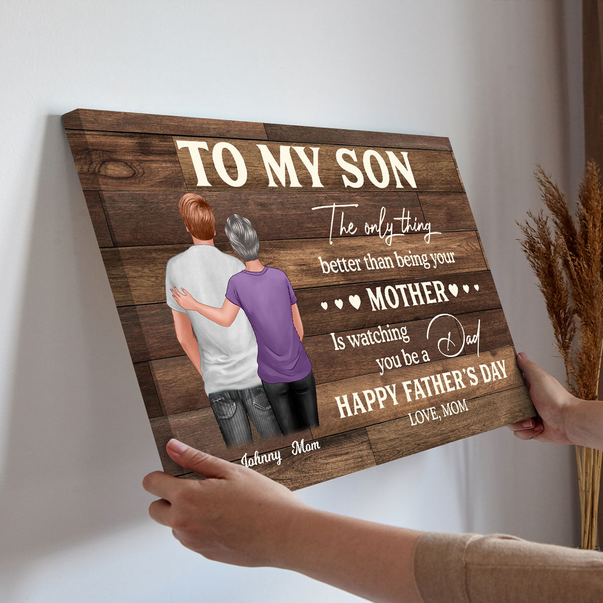 To My Son From Mom Happy Father's Day Personalized Canvas Prints