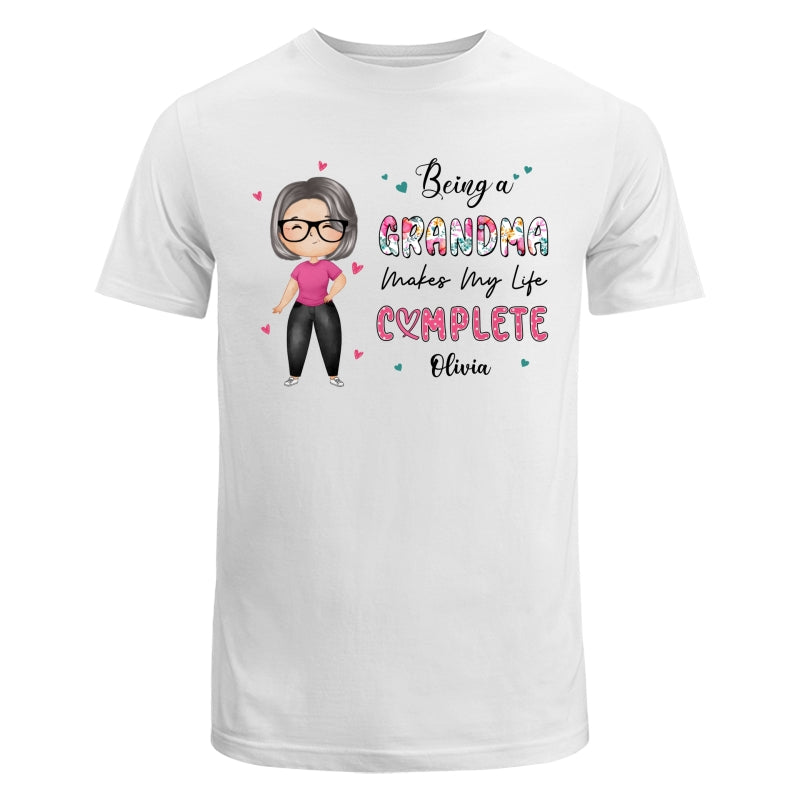 Being Grandma Makes Life Complete Watercolor Grandma Personalized Shirt