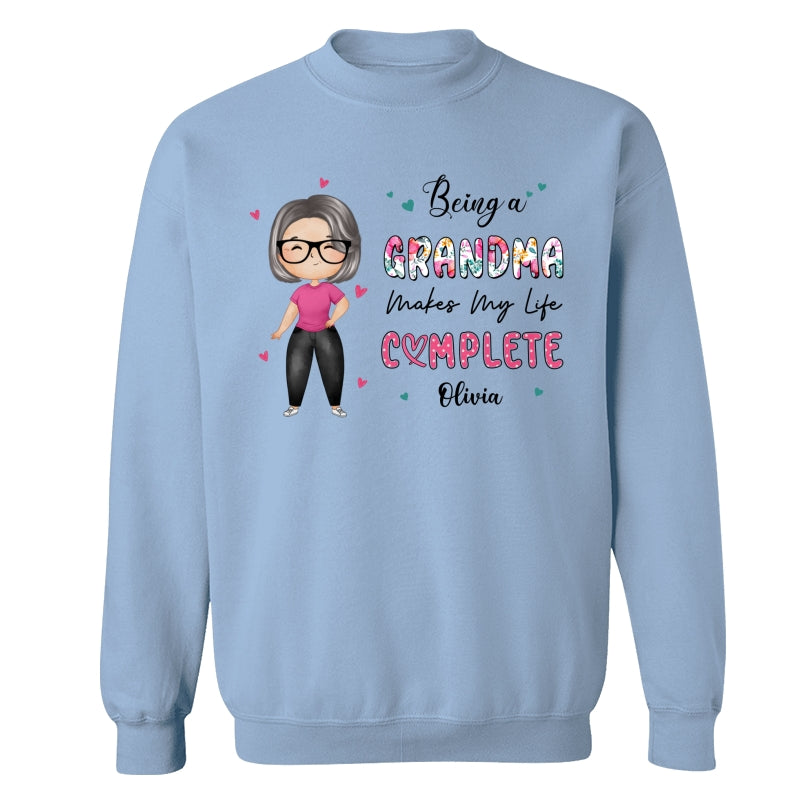 Being Grandma Makes Life Complete Watercolor Grandma Personalized Shirt