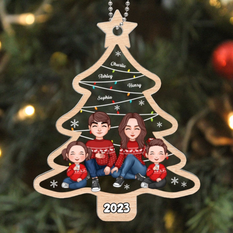Christmas Tree Swirl Family Member Personalized Acrylic Ornament