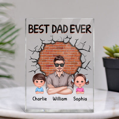 Best Dad Real Man And Kids Brick Personalized Rectangle Acrylic Block Plaque