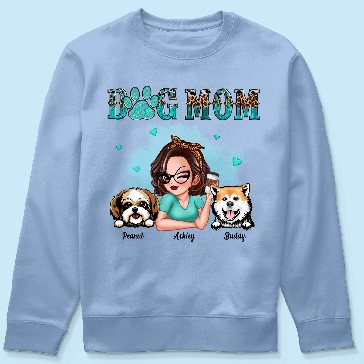 Teal And Leopard Dog Mom Gift For Dog Lovers Personalized Shirt