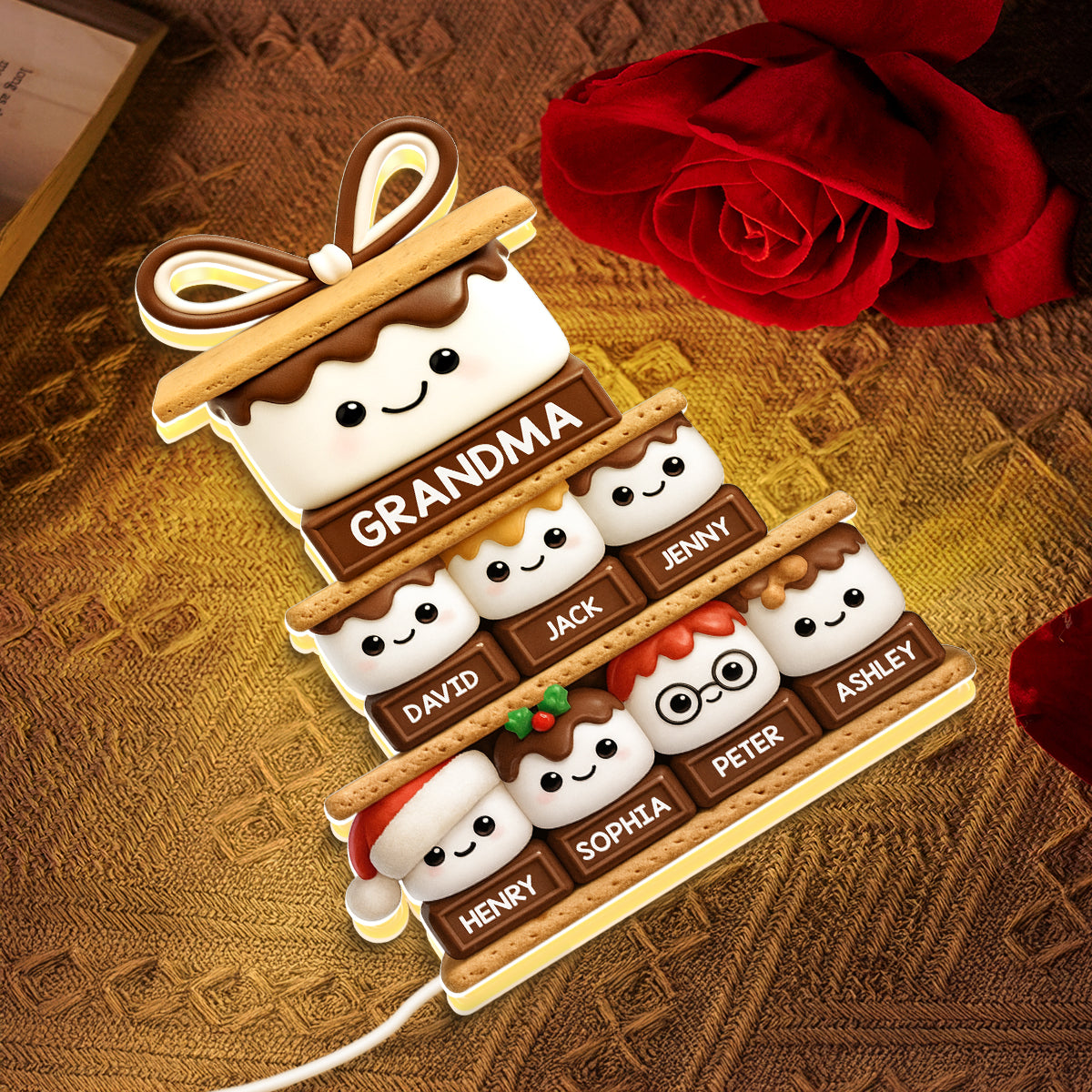3D Effect Happy Smores Grandma Grandkids - Personalized Light Box - Christmas Gift For Grandmas