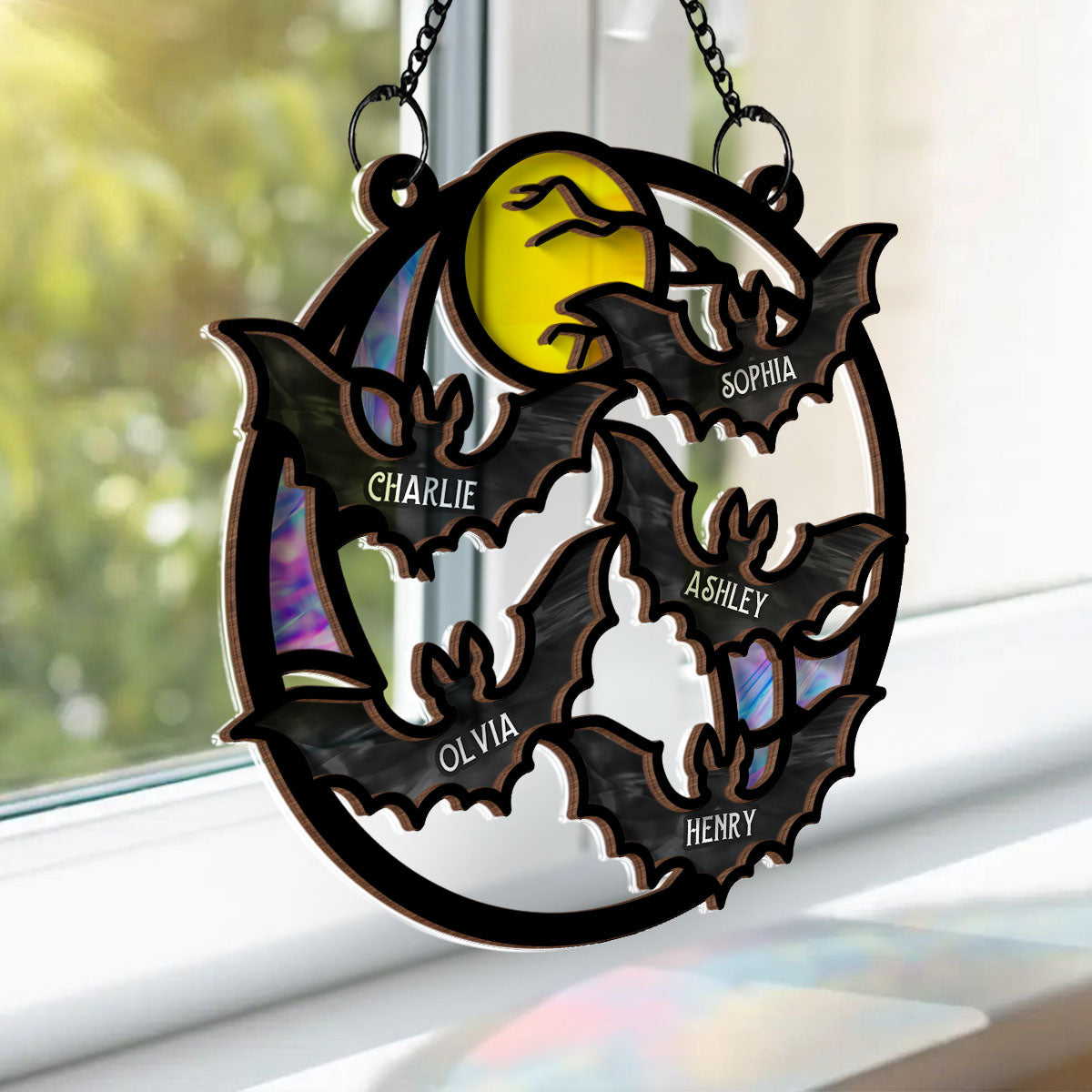 Family Bats Personalized Suncatcher, Halloween Decoration