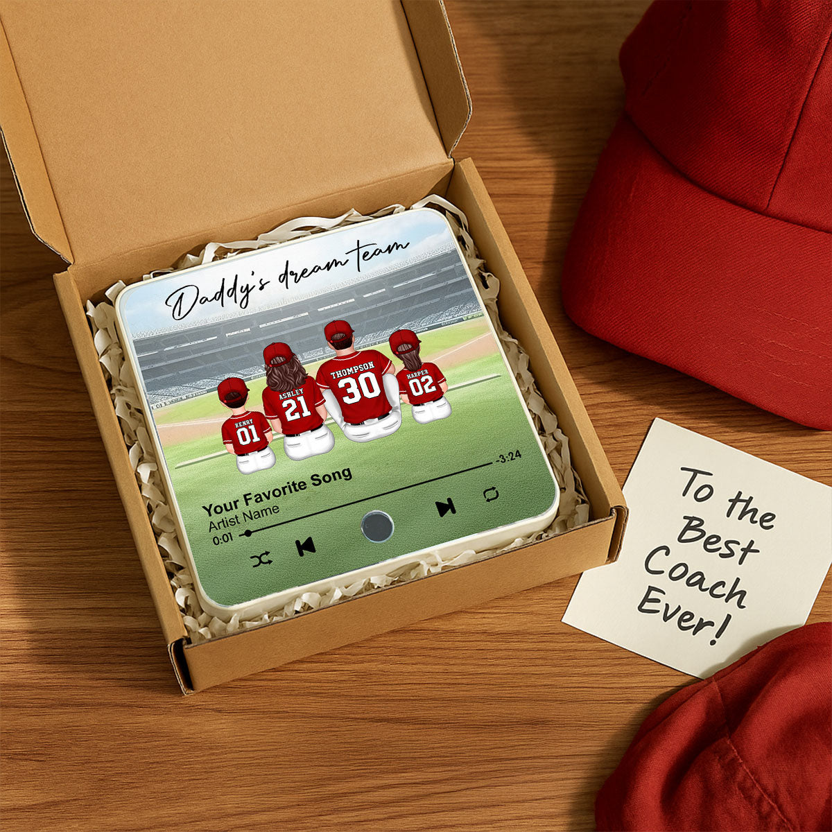 We Caught The Best Dad Man & Kids Sitting Personalized Music Fridge Magnet