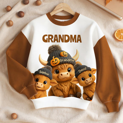 Mama Grandma Cow Personalized Sweatshirt, Cozy Fall Sweatshirt