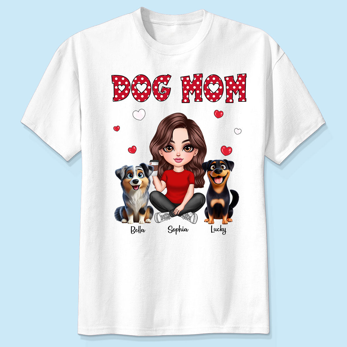 Polka Dot Cute 3D Dog Mom Personalized Shirt