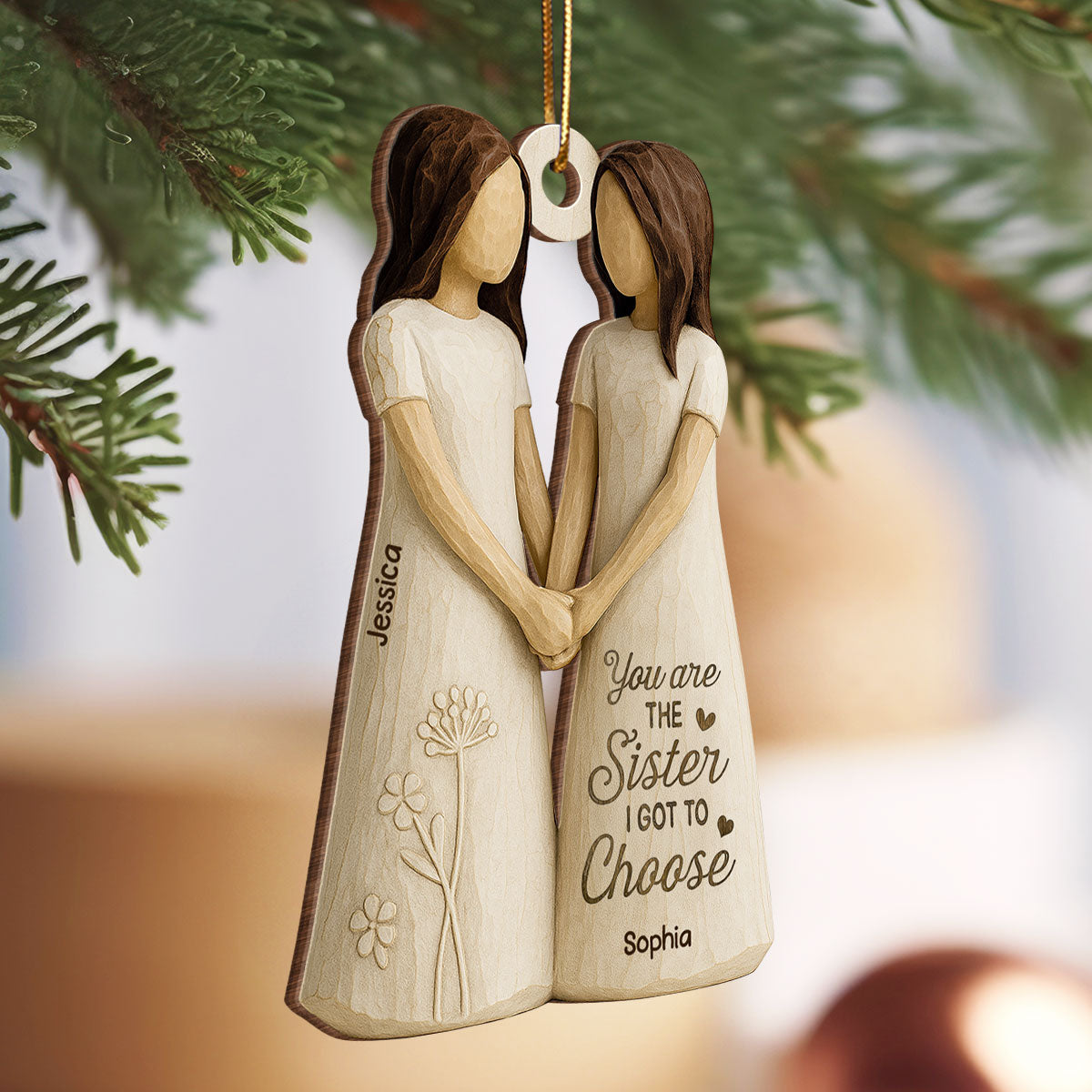 You Are The Sister I Got To Choose Personalized Wooden Ornament, Birthday Gift Friendship Gift for Besties, Best Friends
