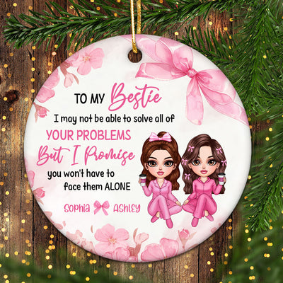 To My Besties Pink Girls Personalized Circle Ornament