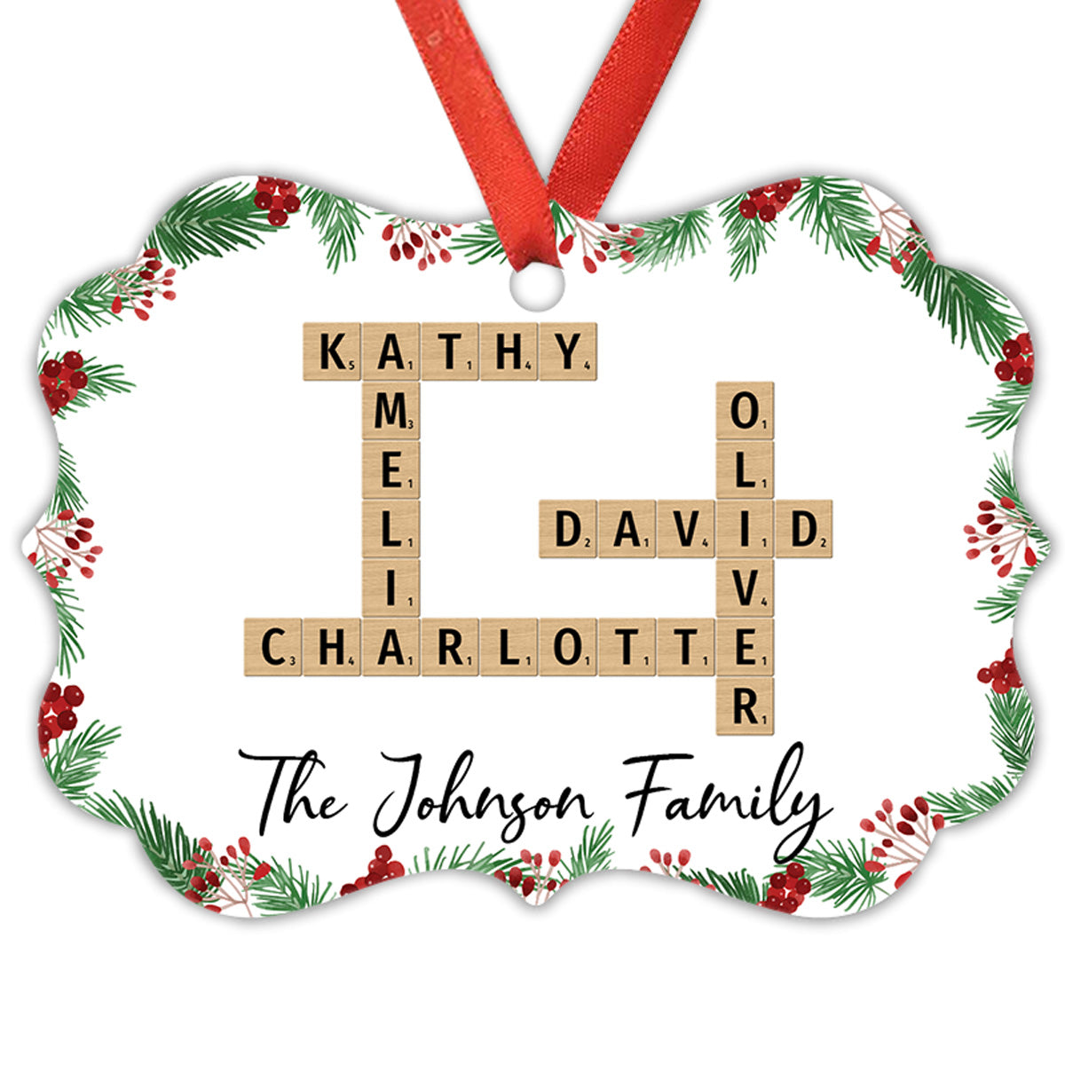 Family Crossword Art - Created In A Moment, Treasured Forever Personalized Aluminum Ornament