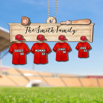 Baseball Jersey Team Family Personalized 2-Layer Wooden Ornament, Christmas Gift