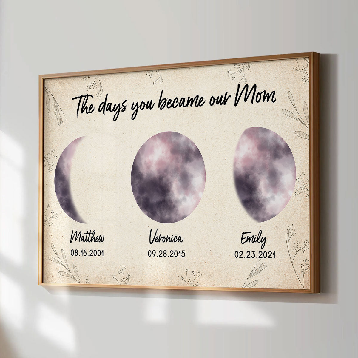 Custom Colorful Birth Moon Phase The Day You Become My Mom Grandma Personalized Poster, Gift