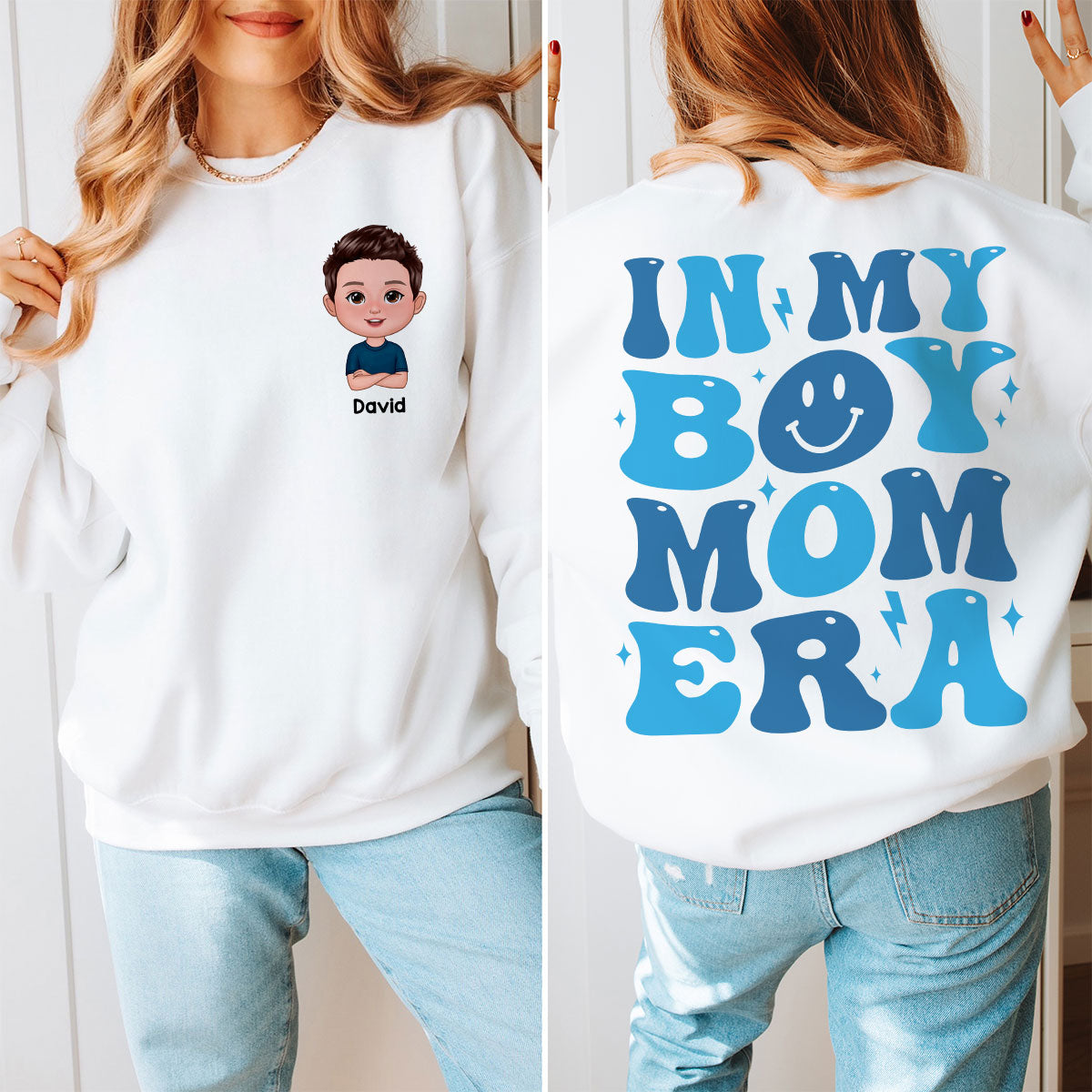 In My Mom Era Cute Kids Gift For Her Personalized Double Sided Sweatshirt