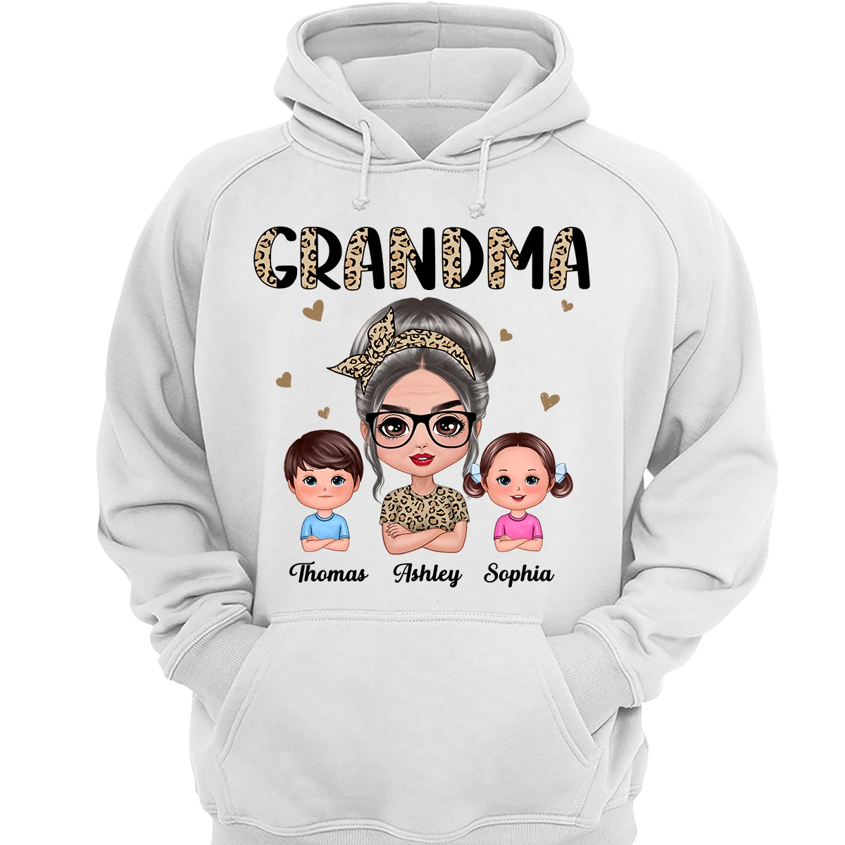 Half Leopard Grandma With Grandkids - Personalized Shirt