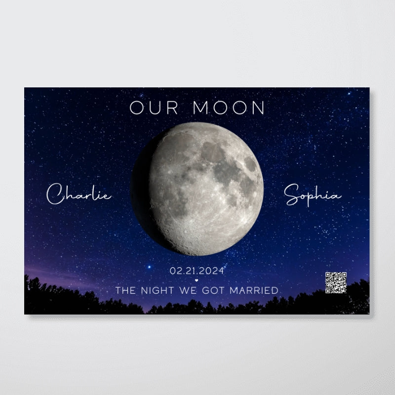 Our Moon Couple Gift Moon Phase Art Anniversary for Wife, Gift for Husband Wedding Anniversary - Personalized Poster - Gift For Husband Dad Grandpa