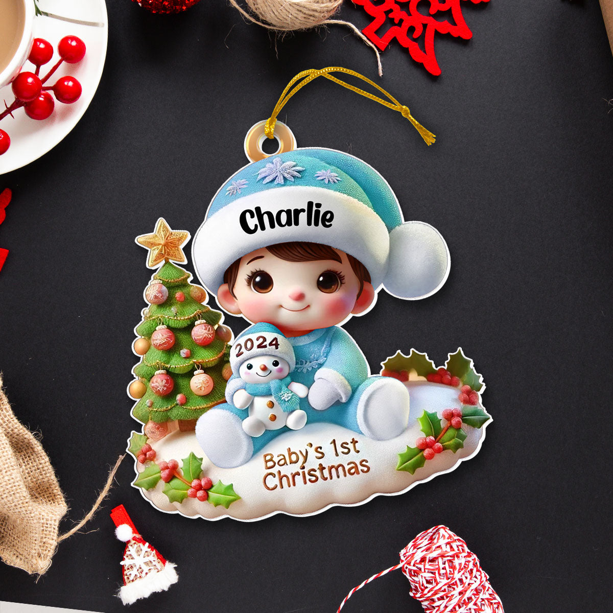 Precious Moments Baby’s First Christmas Dated 2025 Acrylic Ornament, Lovely Keepsake to Celebrate Baby's First Christmas, Christmas Decor For Newborns