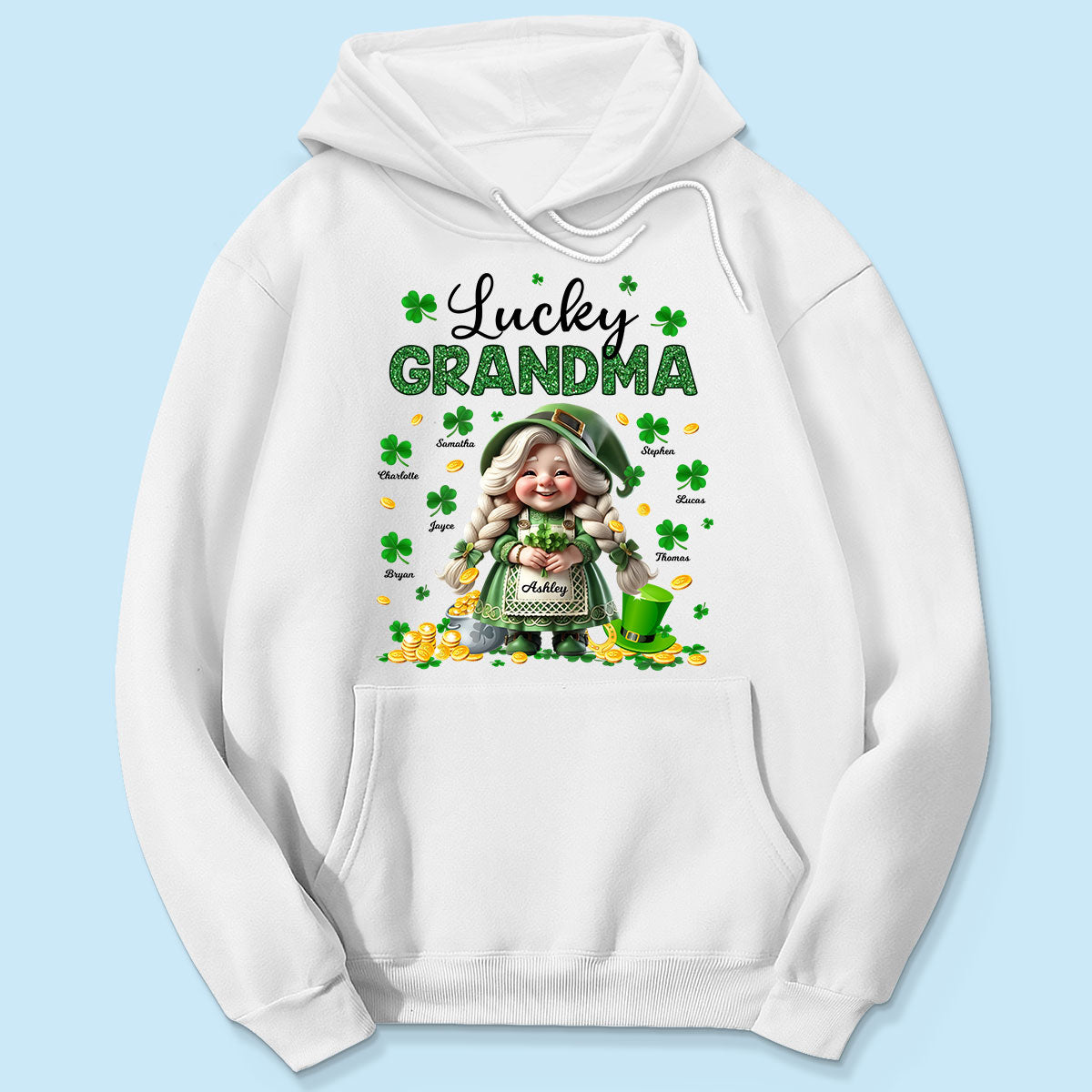 St. Patrick's Day Gnome Lucky Grandma Personalized Shirt