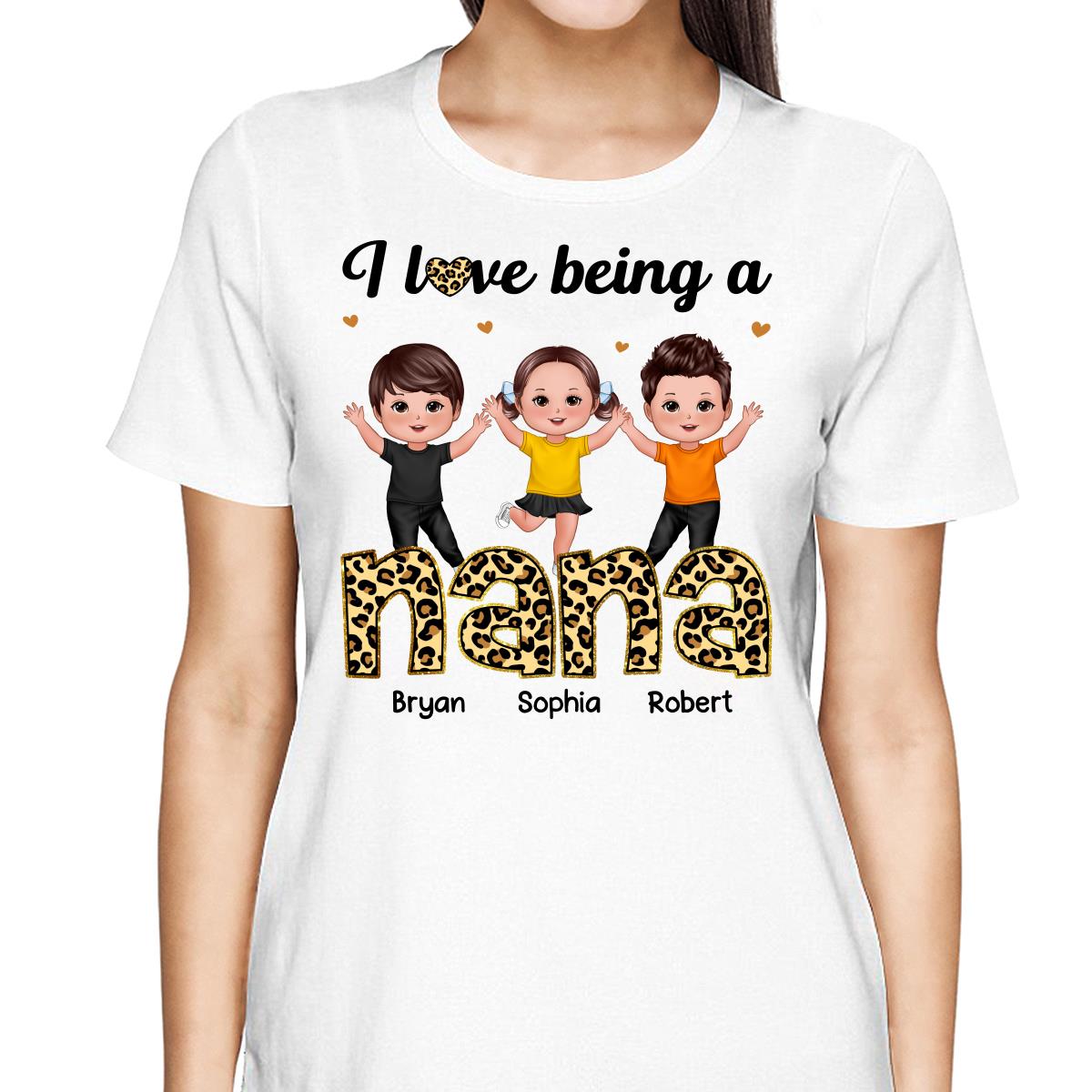 I Love Being Grandma Leopard Happy Kids Personalized Shirt