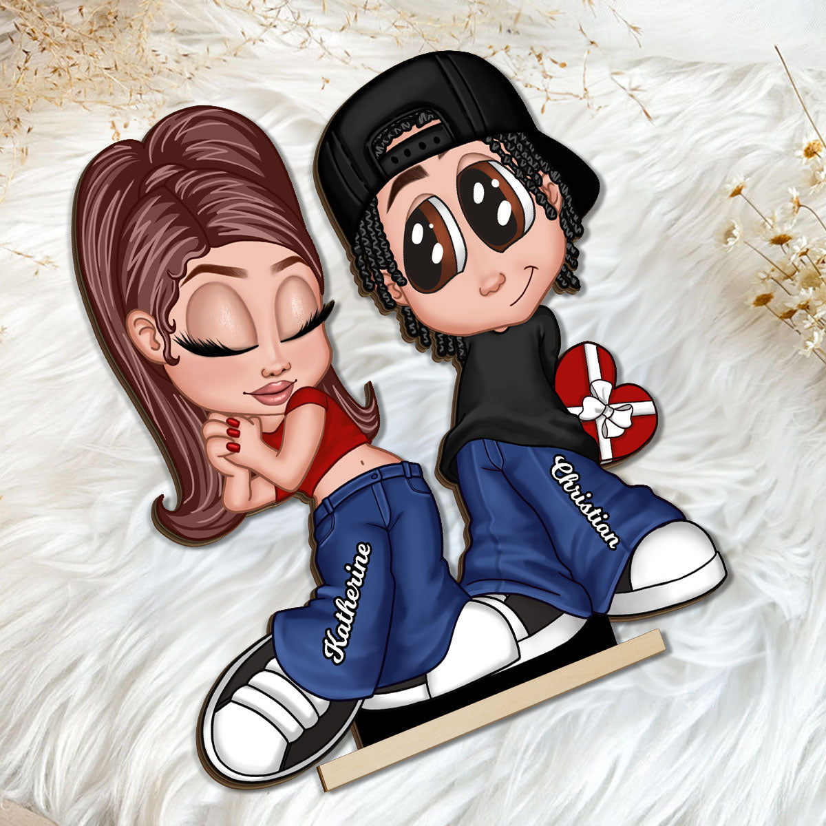 Y2K Couple Home Decor Gift For Him Gift For Her Personalized Standing Wooden Plaque