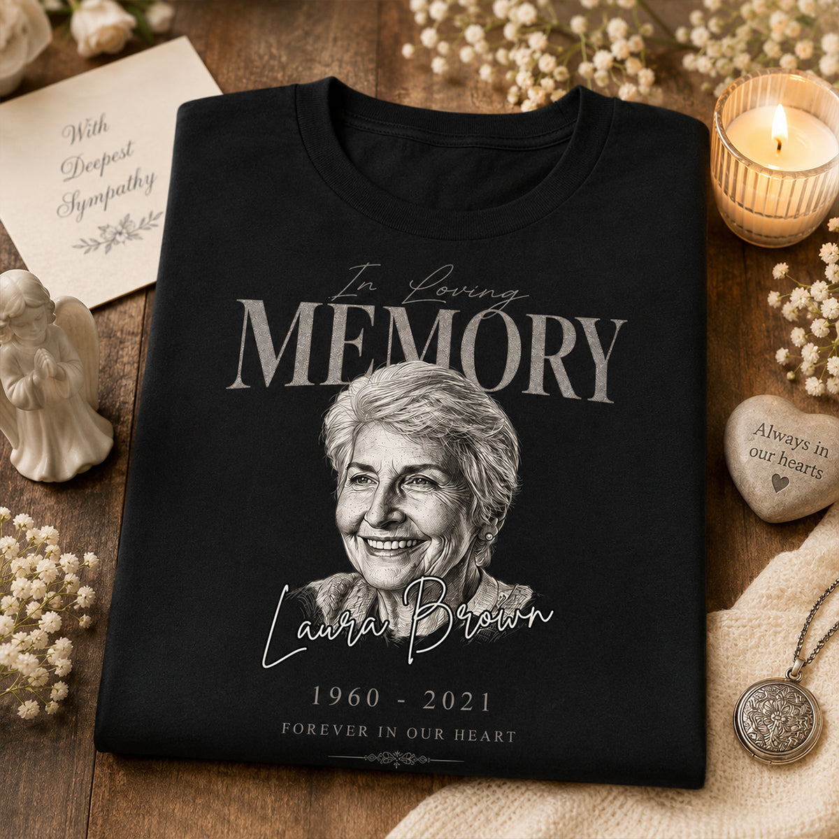 In Loving Memorial Forever In Our Hearts - Personalized Shirt - Memorial Sympathy Gift