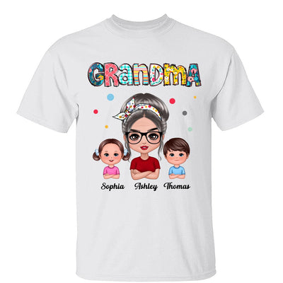 Colorful Doodle Pattern Doll Grandma & Grandkids Personalized Shirt