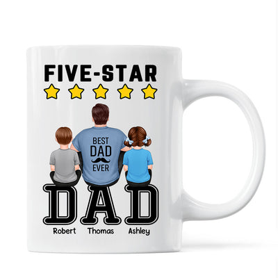 Five - Star Dad Back View Dad And Kids Personalized Mug