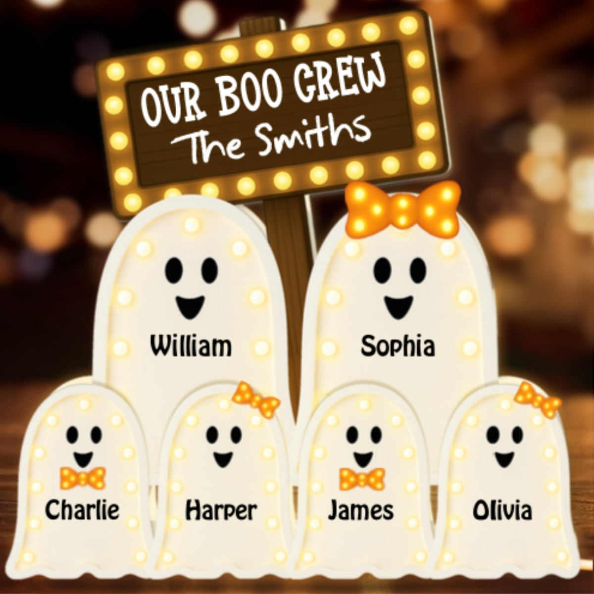 Halloween Boo Family Marquee Pattern Texture Personalized Light Box, Halloween Home Decoration