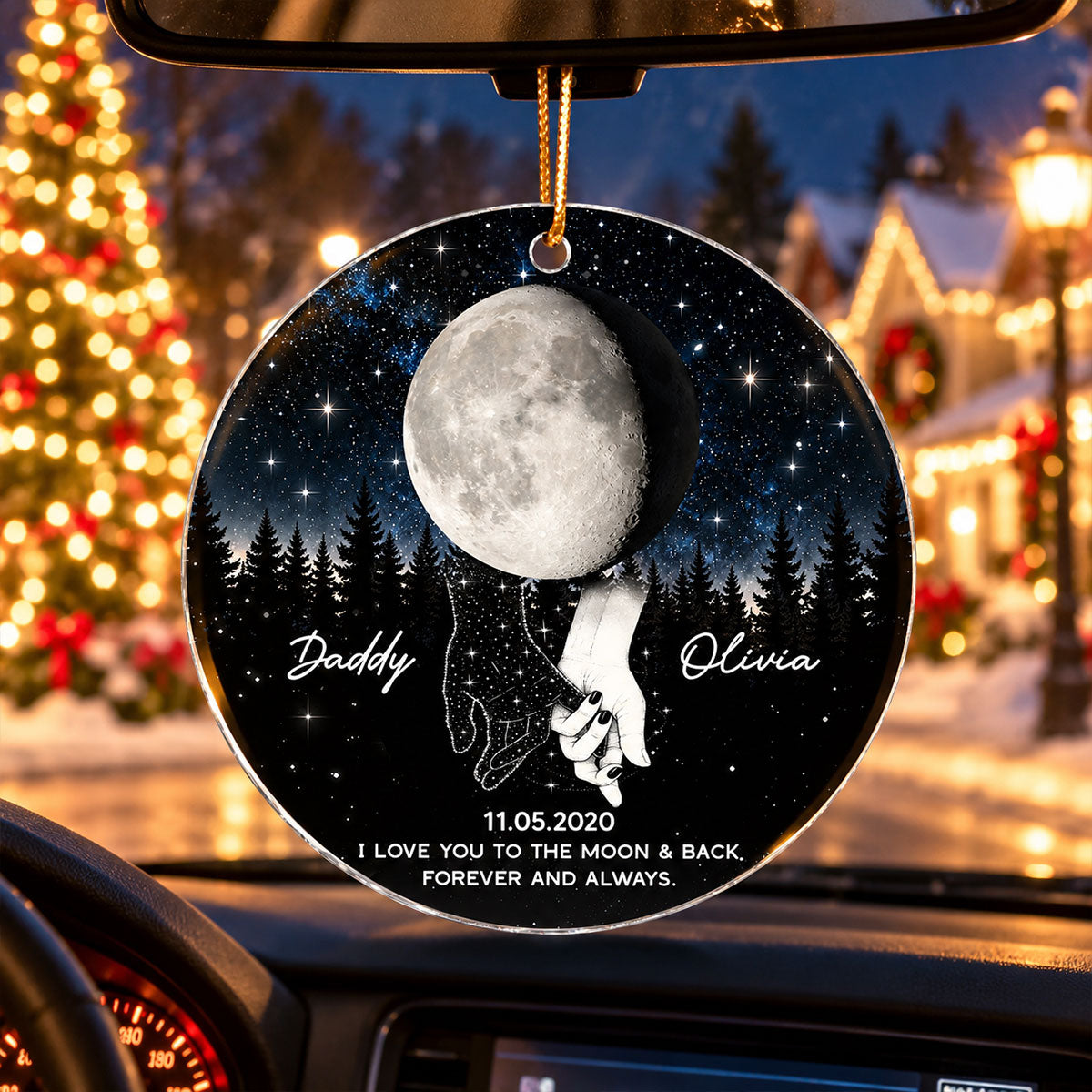 To The Moon And Back Holding Hands - Personalized Acrylic Ornament - Christmas Gift Memorial Sympathy Gift For Family