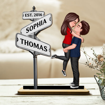 Custom Street Signs Couple Forever Together - Personalized 2-Layer Wooden Plaque - Heartfelt 2025 Gift, Anniversary Gift For Couple, For Him, For Her, Boyfriend, Girlfriend, Husband, Wife