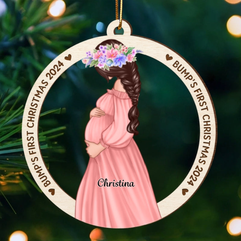 Baby Bump’s First Christmas Ornament Gift Expecting Mommy to Be Christmas Pregnancy Wooden Ornament