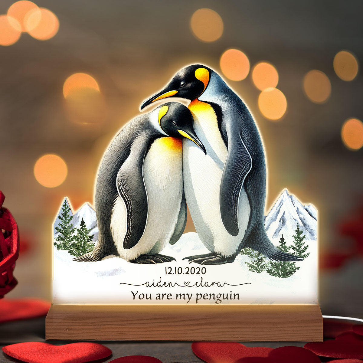 Personalized You Are My Penguin Night Light, Custom Couple Name LED Night Light, Anniversary Gift, Gift For Boyfriend, Gift For Her
