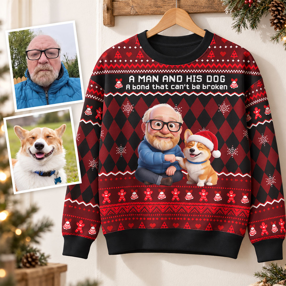 A Man and His Dog a Bond Can't be Broken - Personalized Sweatshirt - Funny Christmas Gift for Husband, Dad, Dog Dads
