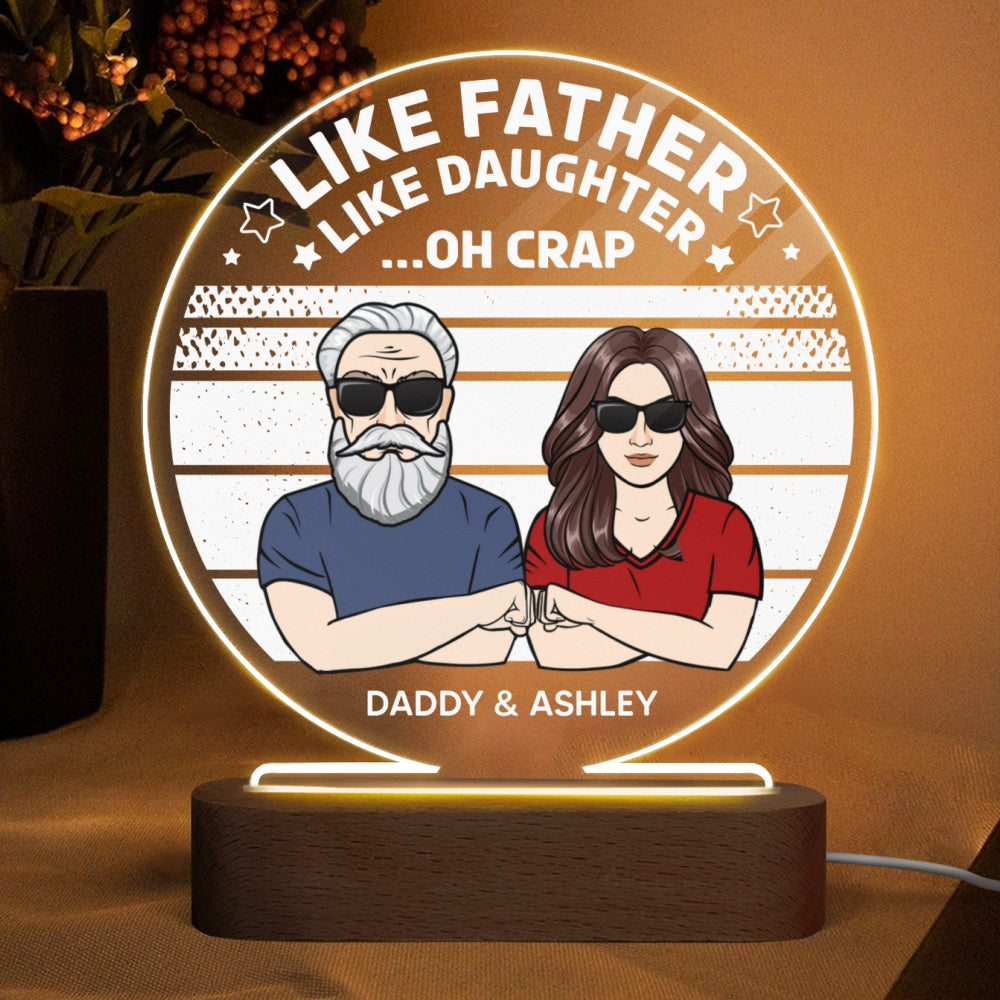 Like Father Like Daughter Personalized Circle LED Night Light