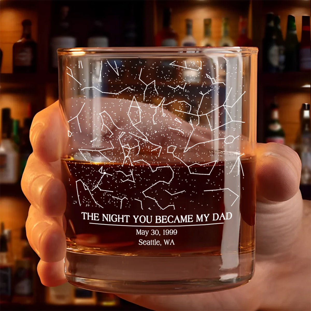 The Day You Became My Dad Custom Star Map by Date Personalized Wine Glass, Father's Day Gift for Dad, Gift for Husband