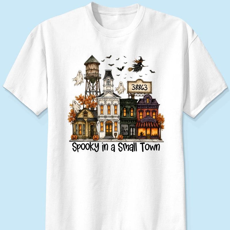 Custom Zip Code Halloween Town - Personalized Shirt - Custom Town Name, Spooky Village Fall