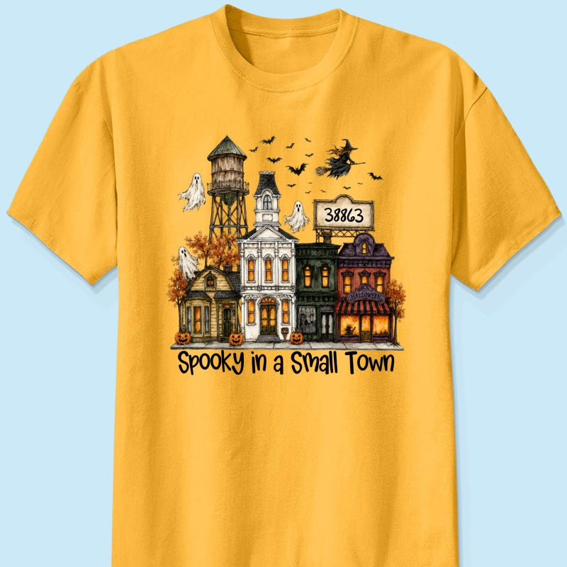 Custom Zip Code Halloween Town - Personalized Shirt - Custom Town Name, Spooky Village Fall